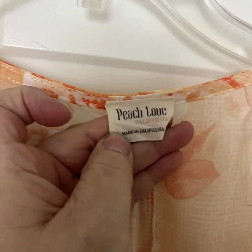 Peach Love California Duster Swim Suit Cover Up Yellow Orange White Sheer Kimono